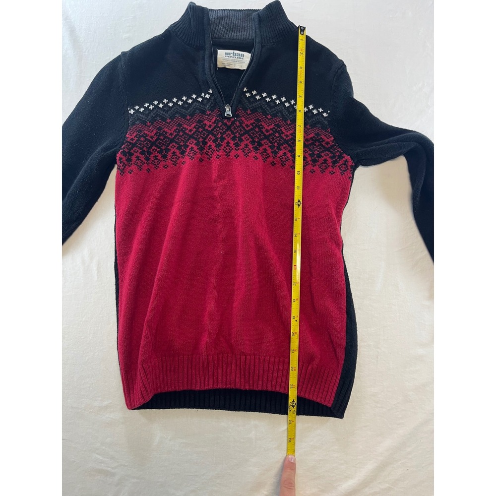Urban Pipeline Boys Size L Black Red Quarter Zip Sweater Knit Pullover - Picture 6 of 8